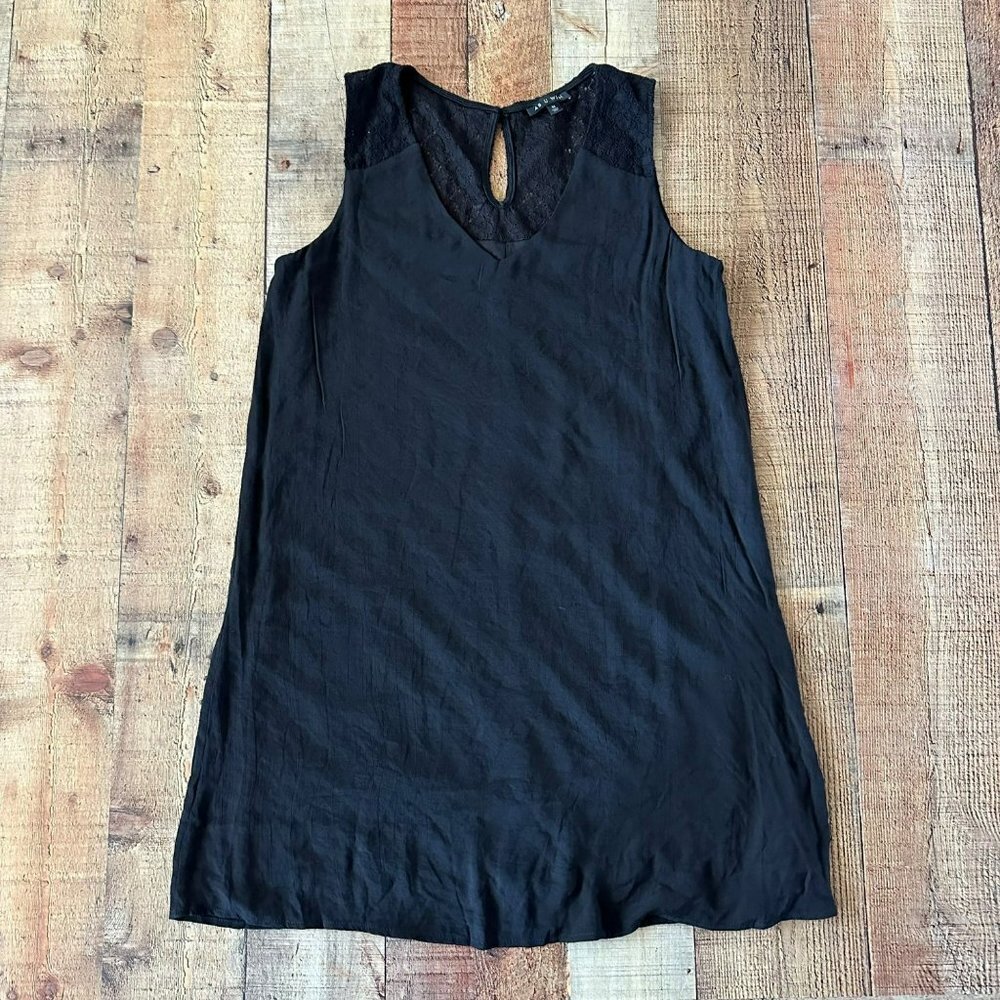 As U Wish Black Estilo sleeveless lace shoulders mini dress women's Medium